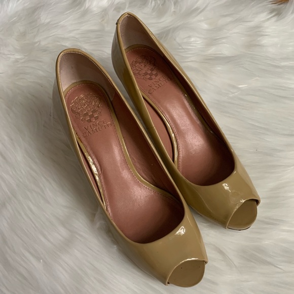 Vince Camuto Patent Leather Open Toe Pumps - Picture 3 of 8